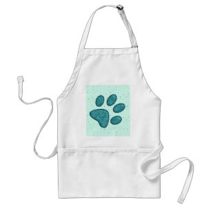 sparkling cat paw print - mint standard apron