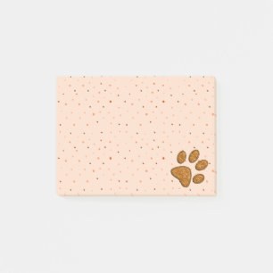 sparkling cat paw print - orange post-it notes