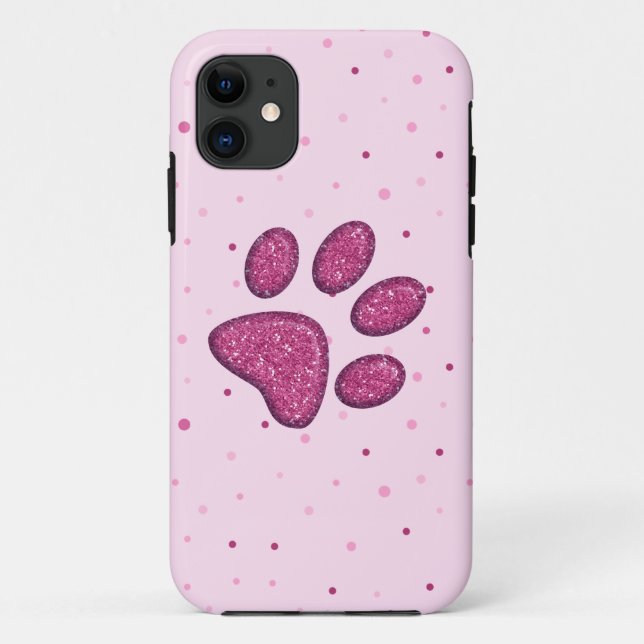 sparkling cat paw print - pink Case-Mate iPhone case (Back)