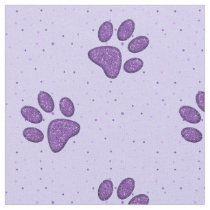 sparkling cat paw print - purple fabric
