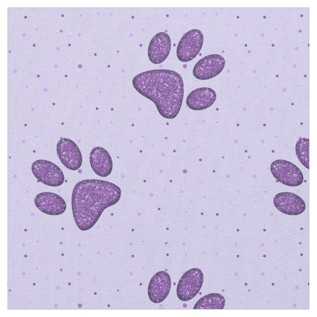 sparkling cat paw print - purple fabric (Close Up)