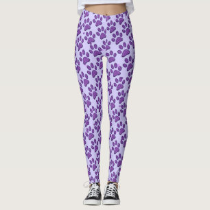 sparkling cat paw print - purple leggings