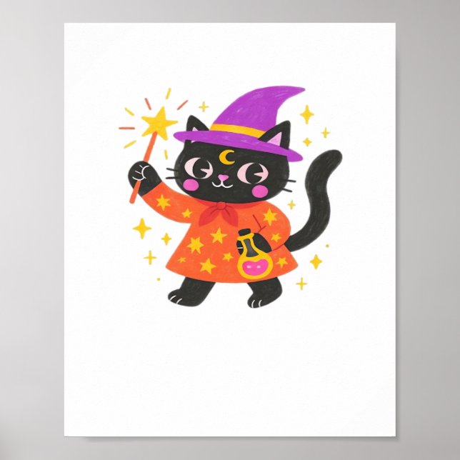 Sparkling Celestial Kitty Witch Classic T-Shirt Poster (Front)