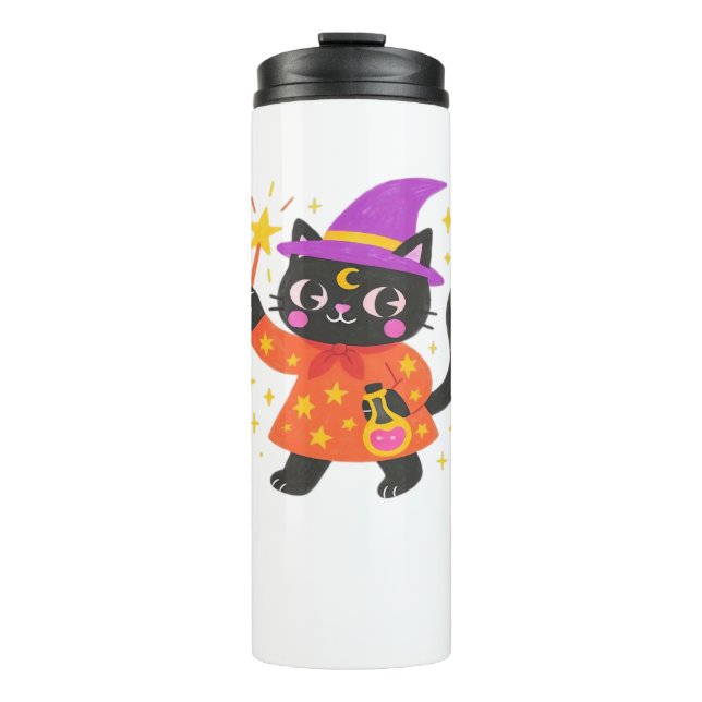 Sparkling Celestial Kitty Witch Classic T-Shirt Thermal Tumbler (Front)