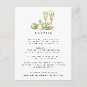 Sparkling Cheer Winter Greenery Wedding Details Enclosure Card