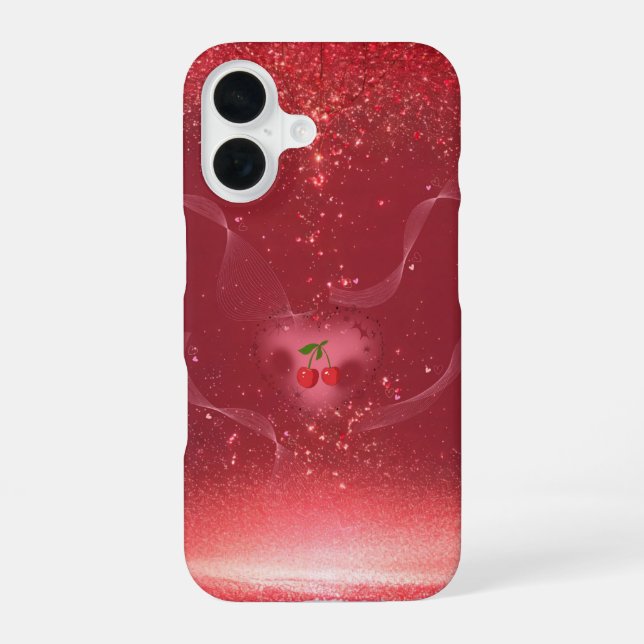 Sparkling Cherry Red Glitter Phone Case (Back)