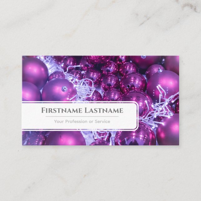 Sparkling Christmas balls festive Event Managers Business Card (Front)