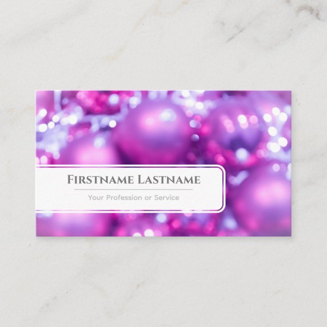 Sparkling Christmas balls festive Event Managers Business Card (Front)