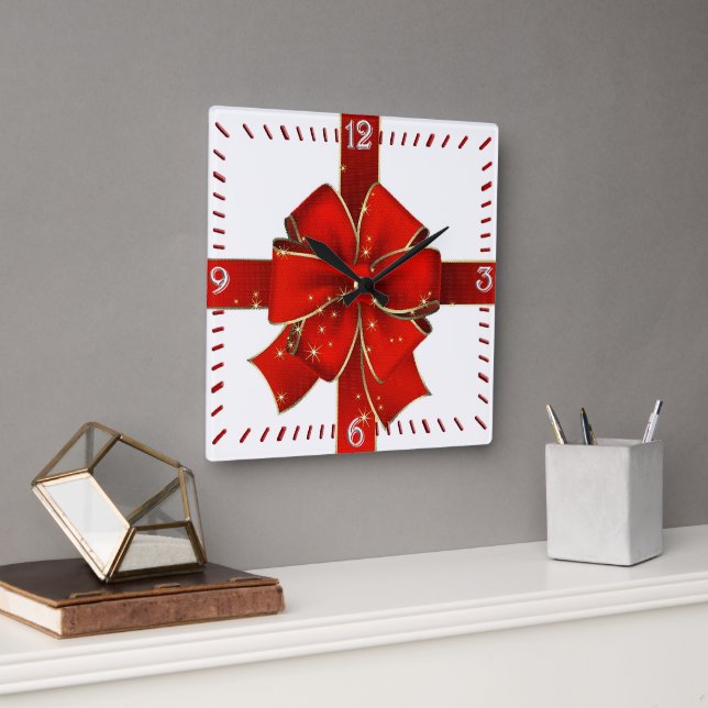 Sparkling Christmas Bow Clock (Office)