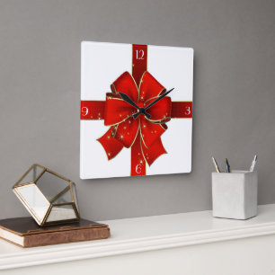 Sparkling Christmas Bow Clock