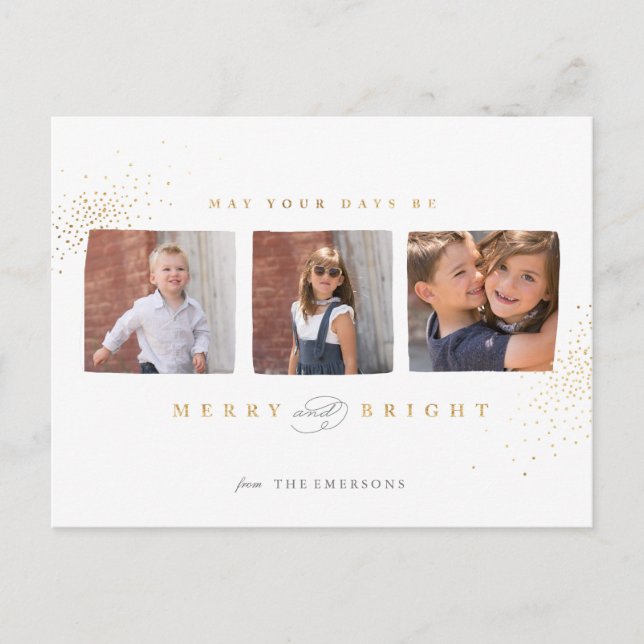Sparkling Christmas Faux Foil - Holiday Postcard (Front)