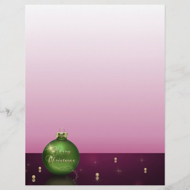 Sparkling Christmas Ornament Letterhead Stationery (Front)