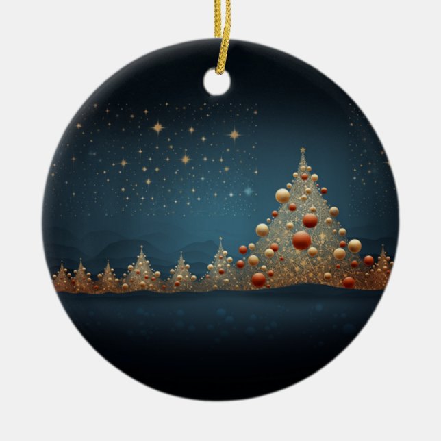 Sparkling Christmas Tree 5  Ceramic Ornament (Front)