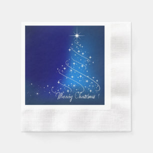 Sparkling Christmas Tree, Blue, Party Napkin