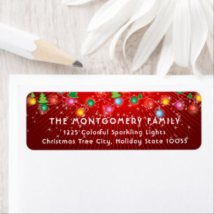 Sparkling Christmas Tree Lights Return Address Return Address Label