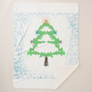 Sparkling Christmas Tree Sherpa Blanket
