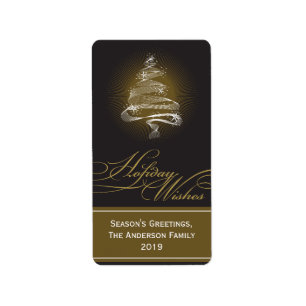 Sparkling Christmas Tree Swirls Holiday Gift Tag