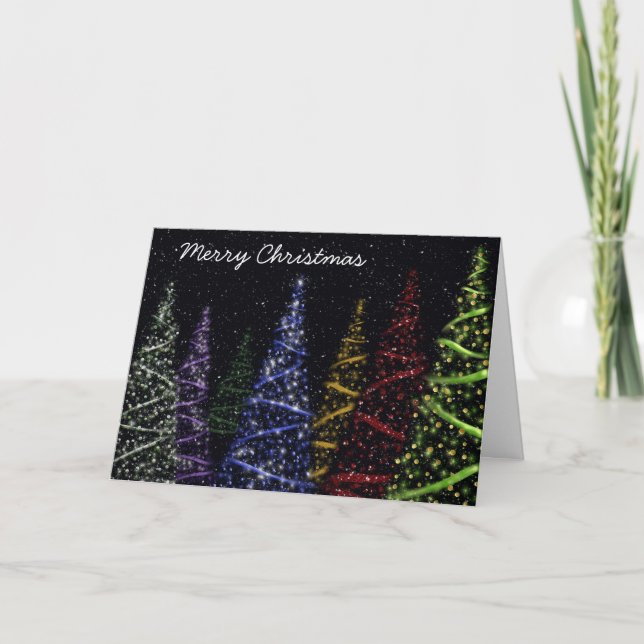 Sparkling Christmas Trees Holiday Card (Front)