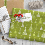 Sparkling Christmas Trees Pattern Green ID844 Wrapping Paper<br><div class="desc">Beautiful stylized Christmas trees in various styles and sizes sparkle with light in this wrapping paper design with a pear green and pink color palette. Search ID844 to see additional products with this design.</div>