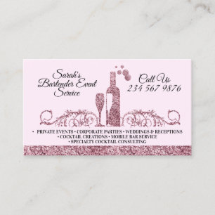 Sparkling Cocktail Bartender Service Business Card
