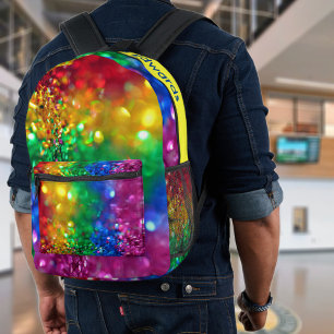 Sparkling Colour Burst Rainbow Sequin Customisable Printed Backpack