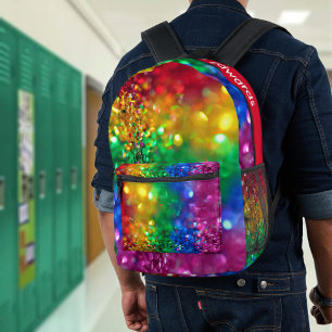 Sparkling Colour Burst Rainbow Sequin Customisable Printed Backpack