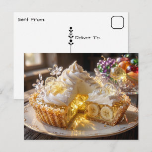 Sparkling Crystal Banana Cream Pie Saying Hi Postcard