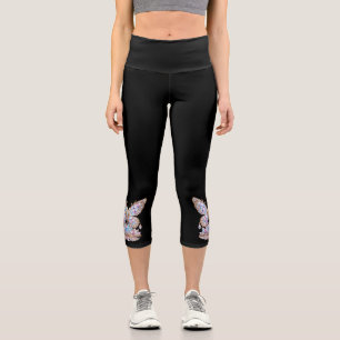 Sparkling Crystal Butterfly Design Capri Leggings