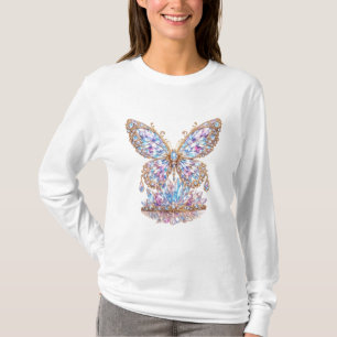 Sparkling Crystal Butterfly Design T-Shirt