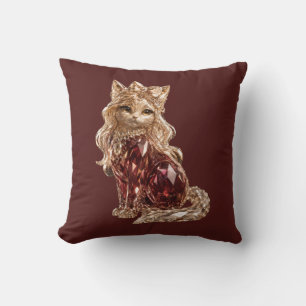 Sparkling Crystal Cute Cat Golden Pink Cushion