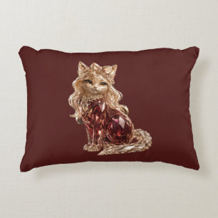 Sparkling Crystal Cute Cat Golden Pink Decorative Cushion