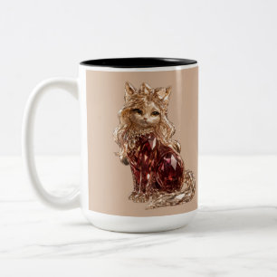 Sparkling Crystal Cute Cat Luxury Two-Tone Coffee Mug