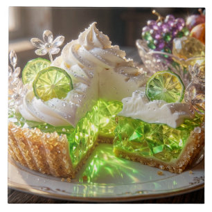 Sparkling Crystal Key Lime Pie Dessert Art Ceramic Tile