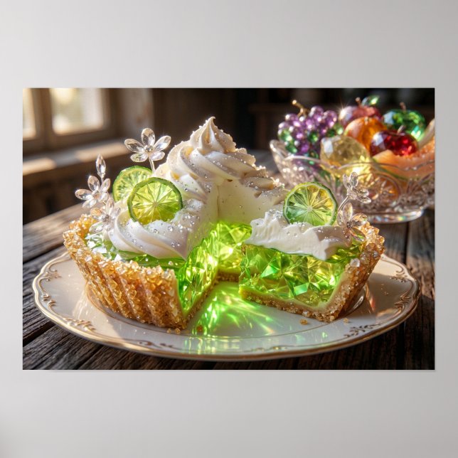 Sparkling Crystal Key Lime Pie Dessert Art Poster (Front)