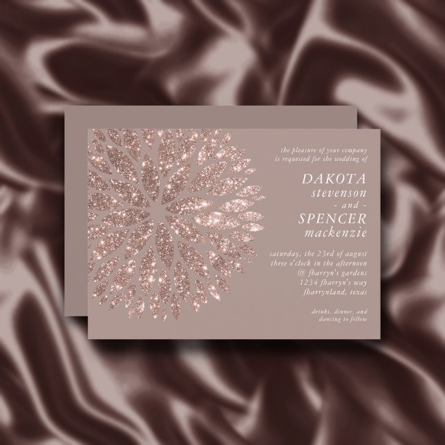 Sparkling Dahlia | Taupe Blush Rose Gold Wedding I Invitation (Creator Uploaded)