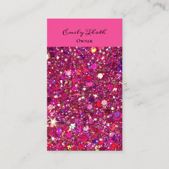 sparkling design of sparkling pink business card (Front)