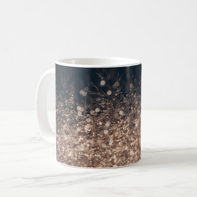 Sparkling Dew drops in Earth Tones Coffee Mug (Front Left)