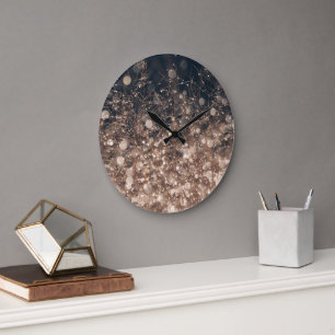 Sparkling Dew drops in Earth Tones Large Clock