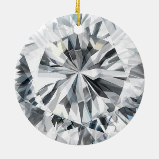 Sparkling Diamond texture April Birthstone Ceramic Tree Decoration (Back)