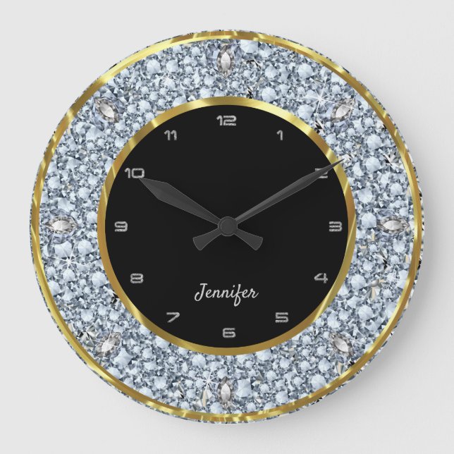 Sparkling Diamonds Large Clock (Front)