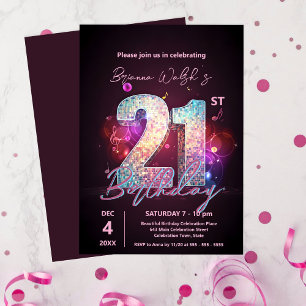 Sparkling Disco Dance 21st Birthday Celebration Invitation