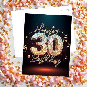 Sparkling Disco Dance 30th Birthday Celebration Postcard