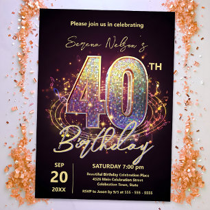 Sparkling Disco Dance 40th Birthday Celebration Invitation