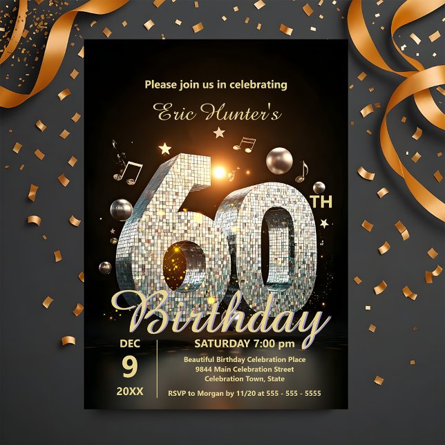Sparkling Disco Dance 60th Birthday Celebration Invitation (Creator Uploaded)
