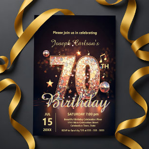 Sparkling Disco Dance 70th Birthday Celebration Invitation