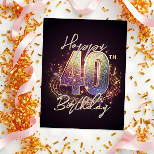 Sparkling Disco Mosaic 40th Birthday Celebration Postcard