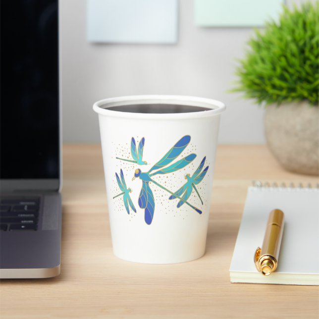 Sparkling Dragonflies Paper Cups (Insitu)