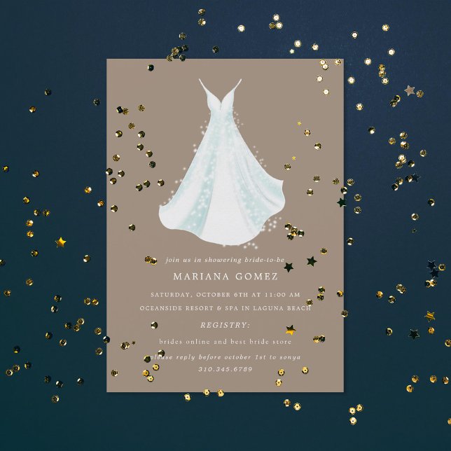 Sparkling Dress Quince or Bridal Shower Beige Invitation (Creator Uploaded)