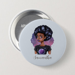 Sparkling Elegant Afro Woman 7.5 Cm Round Badge