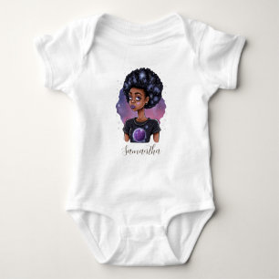 Sparkling Elegant Afro Woman Baby Bodysuit